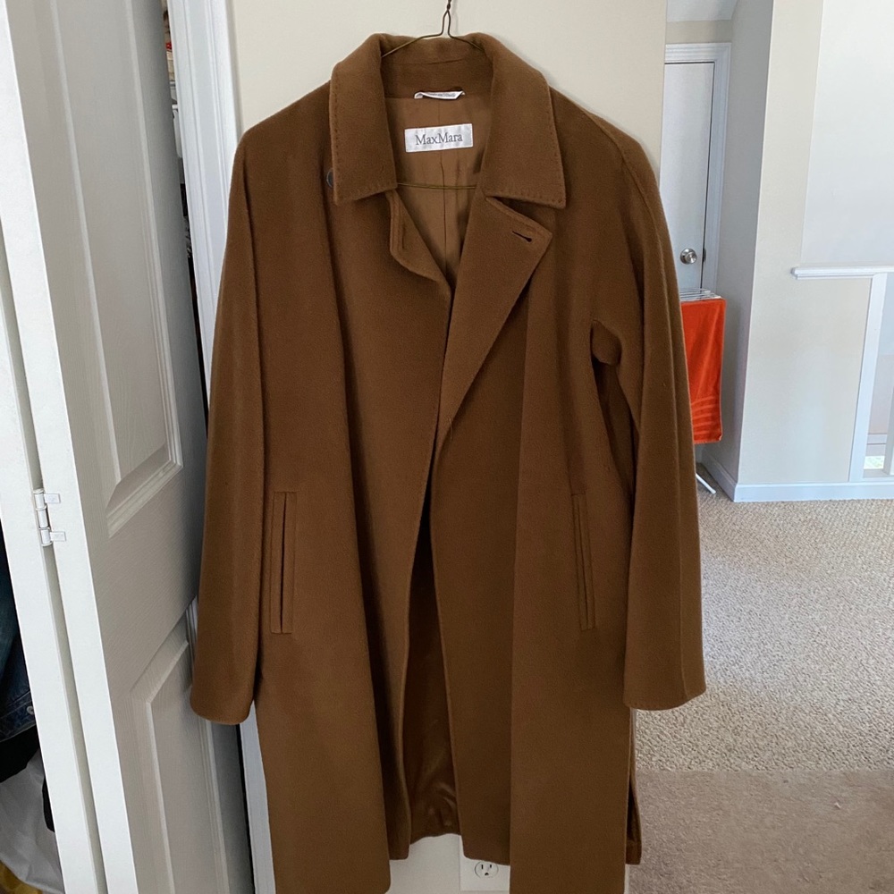 women’s long max mara brown coat